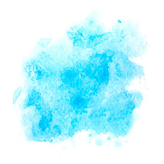 Colorful abstract vector background. Soft blue watercolor stain. Watercolor painting.