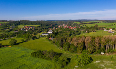 Fototapeta na wymiar Luftbildaufnahmen aus dem Harz Ortschaft Güntersberge