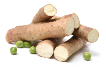 Chinese yam on white background 