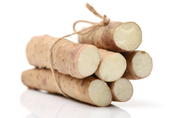 Chinese yam on white background 
