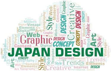 Japan Design word cloud. Wordcloud made with text only.