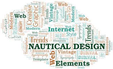 Nautical Design word cloud. Wordcloud made with text only.