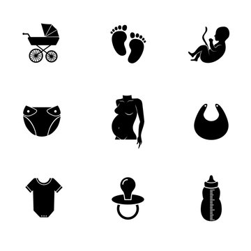 Pregnancy vector icon set. Maternity, baby. 