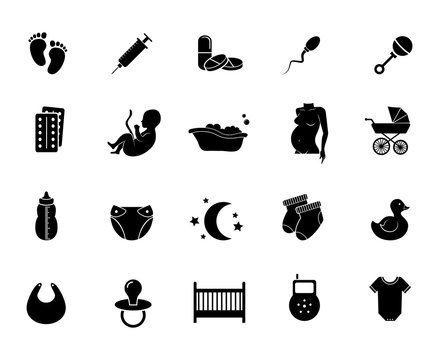 Baby, pregnancy, maternity vector icon set.