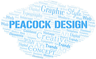 Peacock Design word cloud. Wordcloud made with text only.