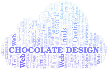 Obraz premium Chocolate Design word cloud. Wordcloud made with text only.
