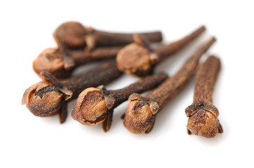 dry cloves on white background