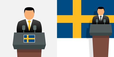 Swedish prime minister and flag