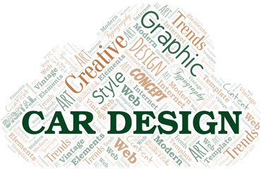 Car Design word cloud. Wordcloud made with text only.