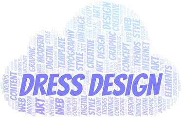 Fototapeta premium Dress Design word cloud. Wordcloud made with text only.