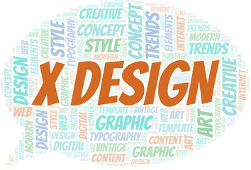Obraz premium X Design word cloud. Wordcloud made with text only.