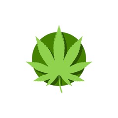 Marijuana hemp leaf in a circle, Marijuana leaf icon logo