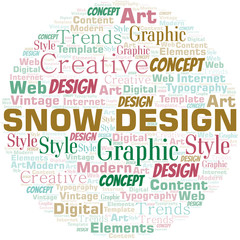 Snow Design word cloud. Wordcloud made with text only.