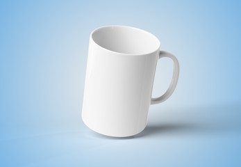 Blank mug mockup isolated on blue 3D rendering