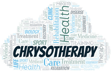 Obraz premium Chrysotherapy word cloud. Wordcloud made with text only.