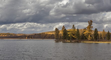 Beautiful Altai mountains in golden autumn