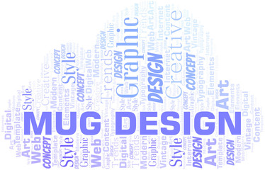 Mug Design word cloud. Wordcloud made with text only.