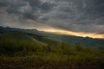sunset in mountains