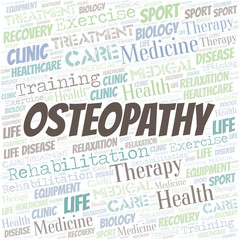 Osteopathy word cloud. Wordcloud made with text only.