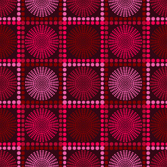 Polka dots seamless pattern. Mosaic of ethnic figures. Patterned texture. Geometric background. Can be used for wallpaper, textile, invitation card, wrapping, web page background.