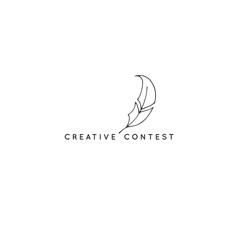 Vector logo template with a hand drawn feather pen. Creative Contest theme.