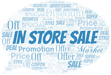 In Store Sale Word Cloud. Wordcloud Made With Text.