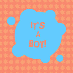 Writing note showing It S A Boy. Business photo showcasing Expecting a male baby cute blue colors a lot of car toys Blank Deformed Color Round Shape with Small Circles Abstract photo