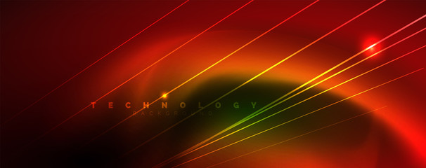Fototapeta na wymiar Vector neon light lines concept, abstract background