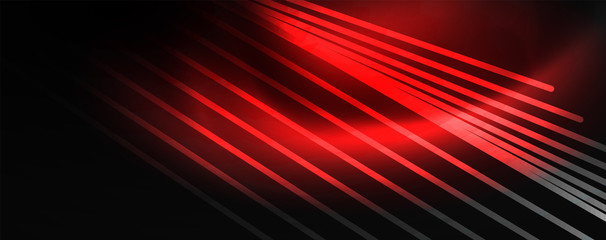 Shiny color neon light with lines, abstract wallpaper, shiny motion, magic space light. Techno abstract background