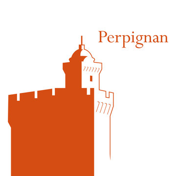 Castillet Perpignan vector illustration
