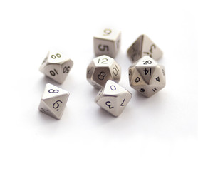 Set of Metallic RPG dices isolated on white