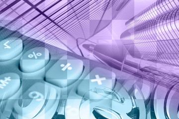 Mail signs, graph and pen