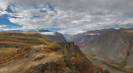 Beautiful Altai mountains in golden autumn