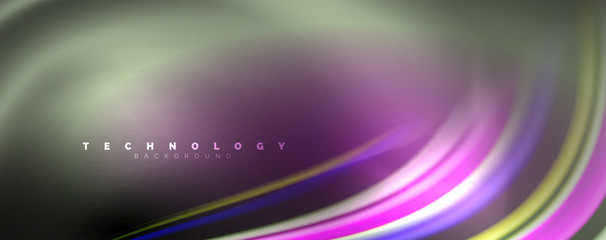 Fluid color waves with light effects, vector abstract background