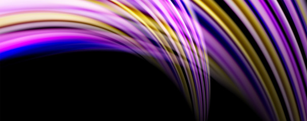 Fluid color waves with light effects, vector abstract background