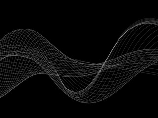 Abstract black and white Grid wave line