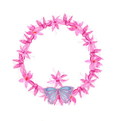 Watercolor colorful floral greeting ornament wreath set Beautiful hand drawn illustration for original design of invitations, greeting cards