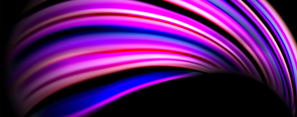 Fluid color waves with light effects, vector abstract background
