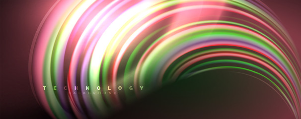 Fluid color waves with light effects, vector abstract background