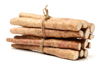 Chinese yam on white background 