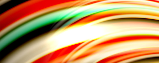 Fluid color rainbow style wave abstract background, techno modern design on black