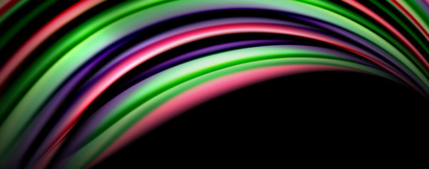 Fluid color waves with light effects, vector abstract background