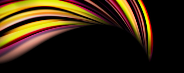 Fluid color swirls on black. Modern background with trendy design