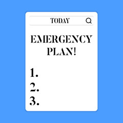 Conceptual hand writing showing Emergency Plan. Concept meaning actions developed to mitigate damage of potential events Search Bar with Magnifying Glass Icon photo on White Screen