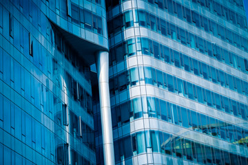 Obraz premium detail shot of modern business buildings in city