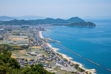 Fototapeta premium Coastline of Higashikagawa city in the seto inland sea ,Shikoku,Japan