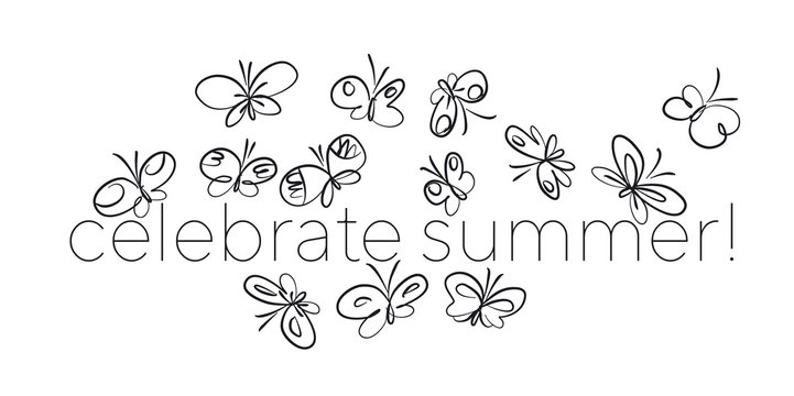 Sketch style summer butterfly design element