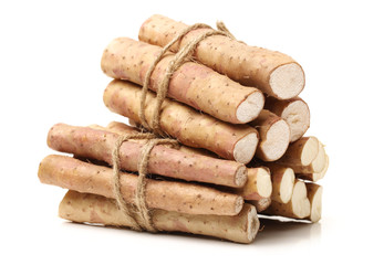 Chinese yam on white background 
