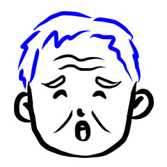 顔アイコン　男性　おじいさん　筆　表情