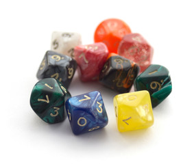 RPG ten sided dices isolated on white